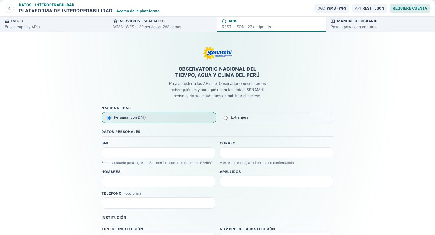 Formulario de registro.